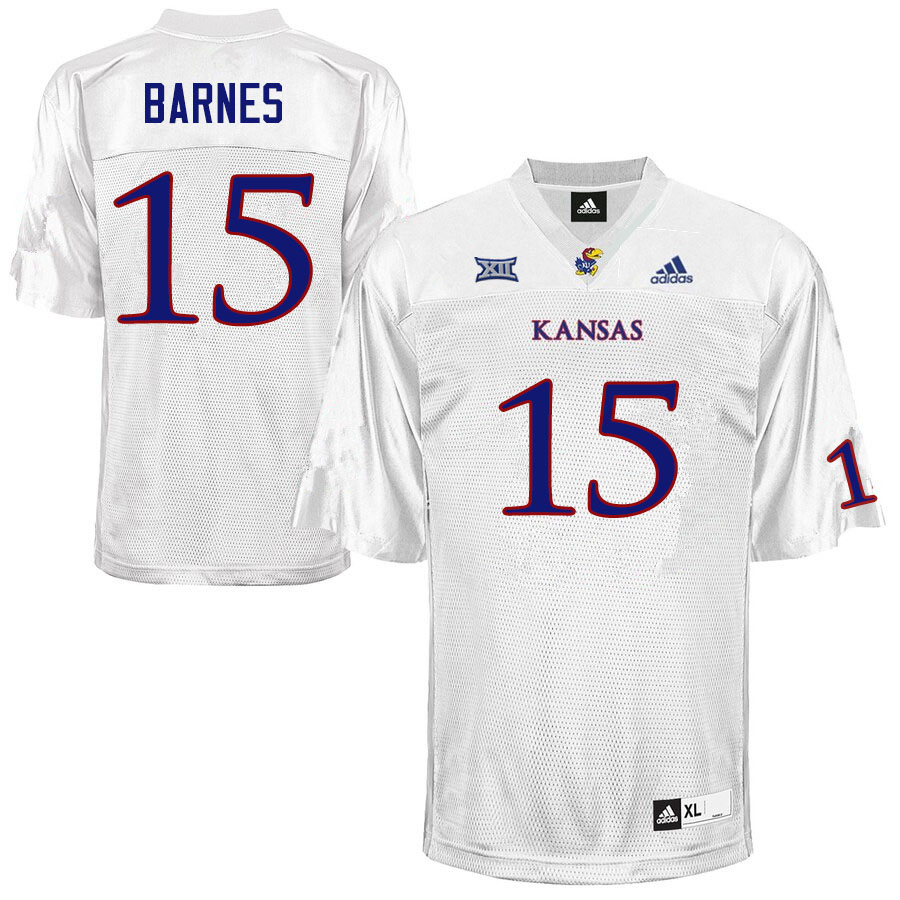 Men #15 McKenzie Barnes Kansas Jayhawks College Football Jerseys Sale-White - Click Image to Close